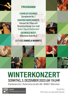 Konzert des BMW Kammerorchesters am 3.12.23 um 19:00 in der Dankeskirche