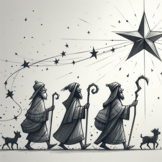Die drei Weisen folgen dem Stern
